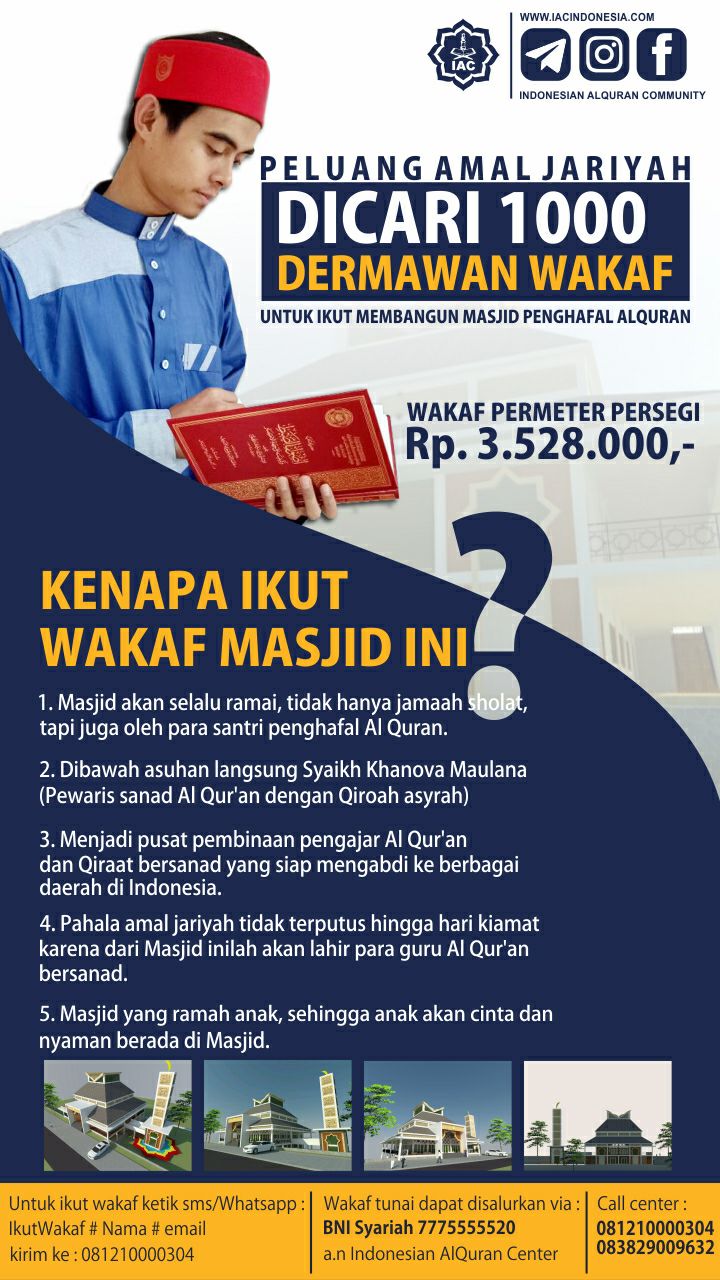 DICARI 1000 DERMAWAN WAKAF MASJID PENGHAFAL ALQURAN (IAC 