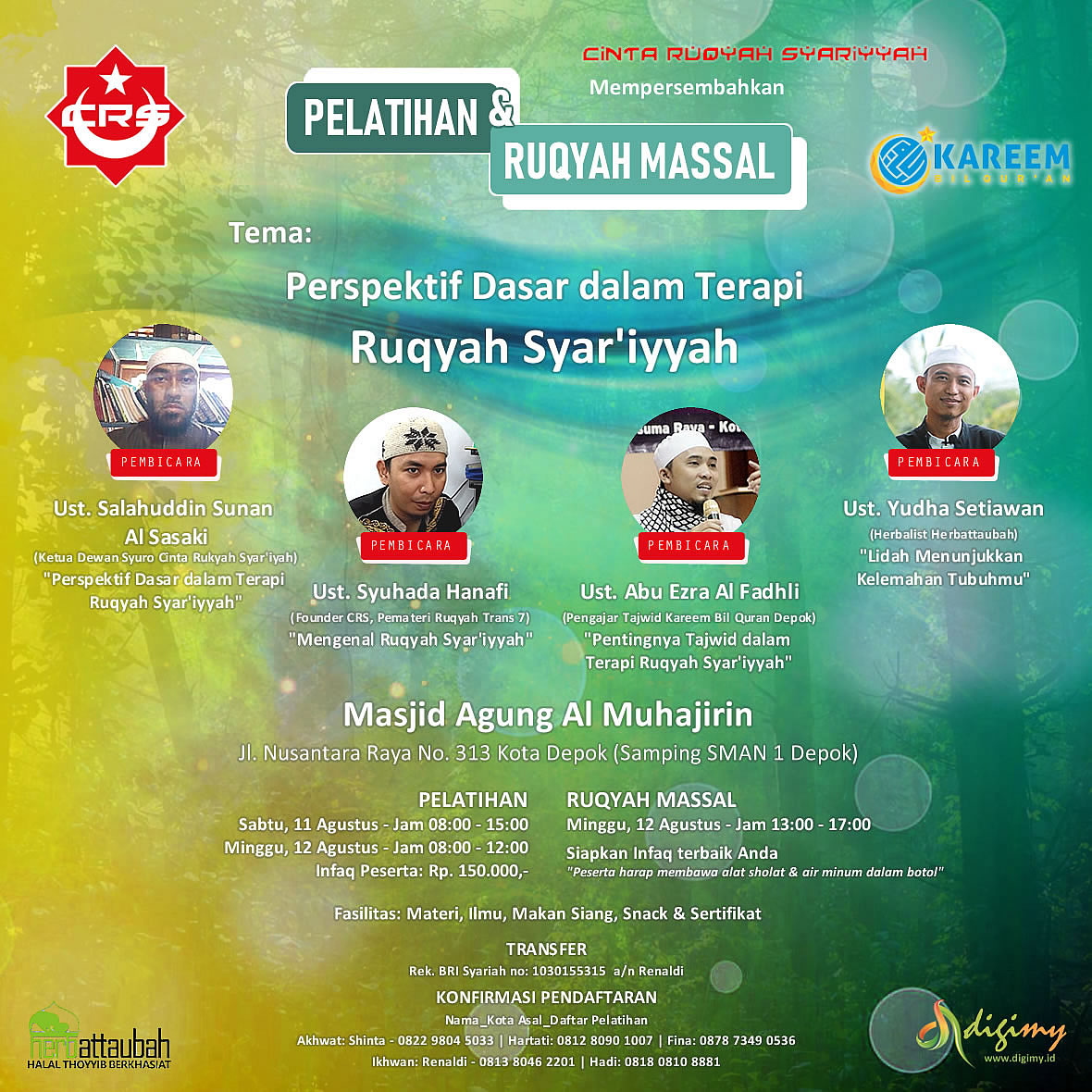 PELATIHAN DAN RUQYAH MASAL DEPOK SABTU DAN AHAD 11 DAN 12 